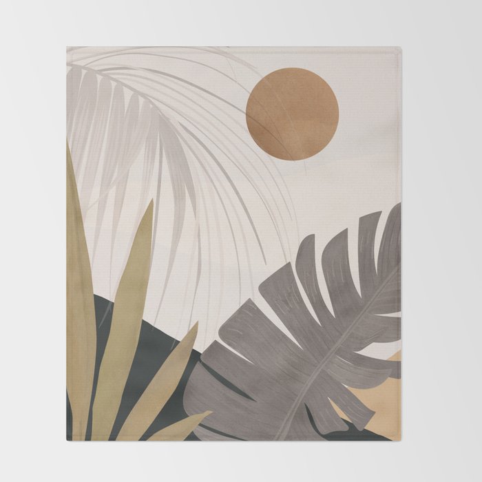 Abstract Art Tropical Leaves 97 Throw Blanket Gallery Image 2