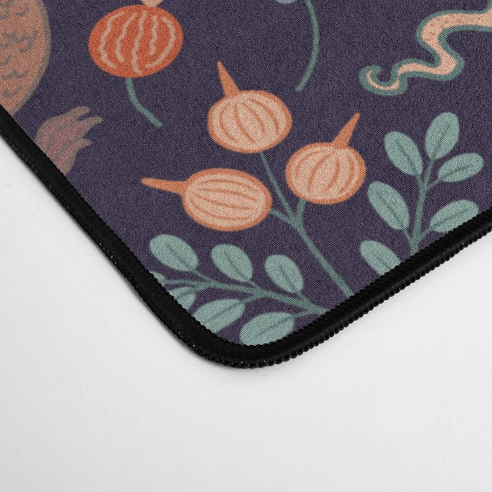Dragons and Flowers Dark Purple Desk Mat Gallery Image 4
