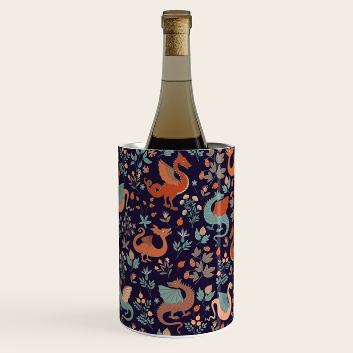 Dragons and Flowers Dark Purple Wine Chiller Gallery Image 1