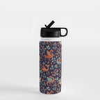 Dragons and Flowers Dark Purple Water Bottle Gallery Image 1