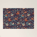 Dragons and Flowers Dark Purple Welcome Mat Gallery Image 1