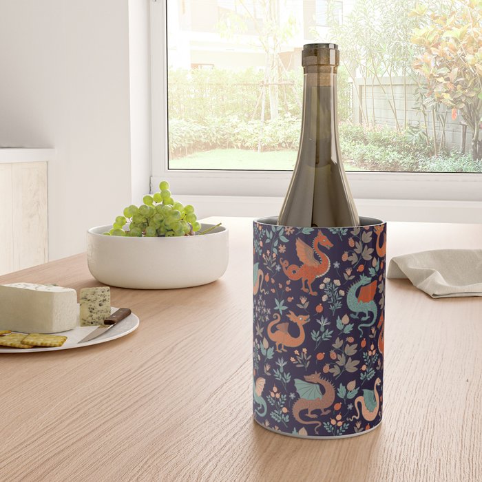Dragons and Flowers Dark Purple Wine Chiller Gallery Image 4