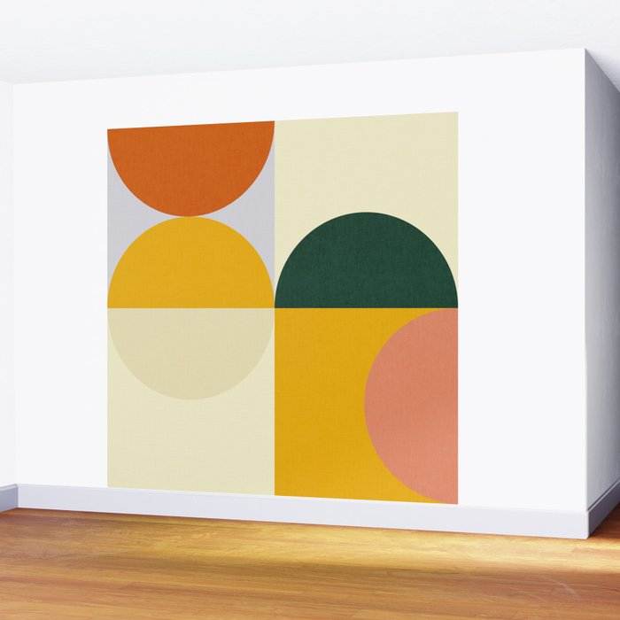 Geometric Abstract Mid Century Modern 3 Wall Mural Gallery Image 2