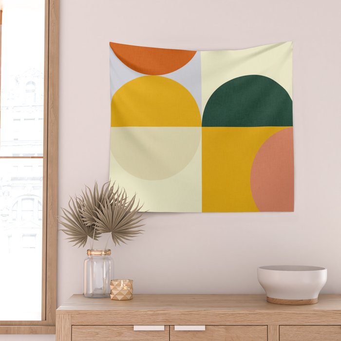 Geometric Abstract Mid Century Modern 3 Wall Tapestry Gallery Image 2