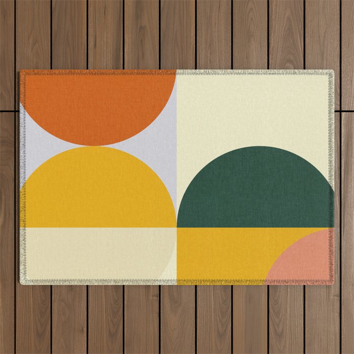 Geometric Abstract Mid Century Modern 3 Outdoor Rug Gallery Image 1