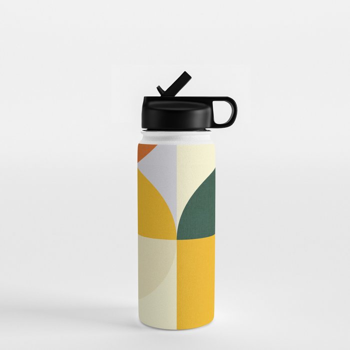 Geometric Abstract Mid Century Modern 3 Water Bottle Gallery Image 1