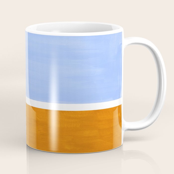 Pastel Royal Blue Yellow ochre Mid Century Modern Abstract Minimalist Rothko Color Field Squares Coffee Mug Gallery Image 1