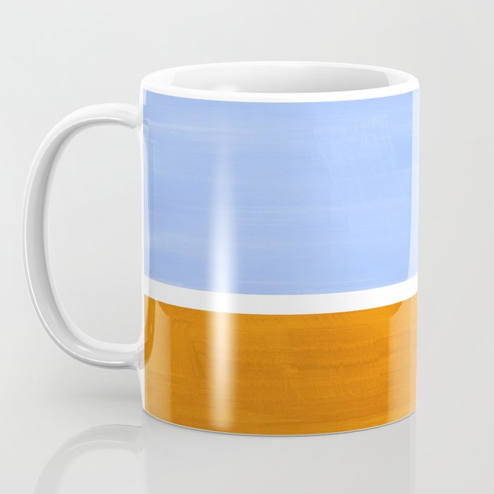 Pastel Royal Blue Yellow ochre Mid Century Modern Abstract Minimalist Rothko Color Field Squares Coffee Mug Gallery Image 3