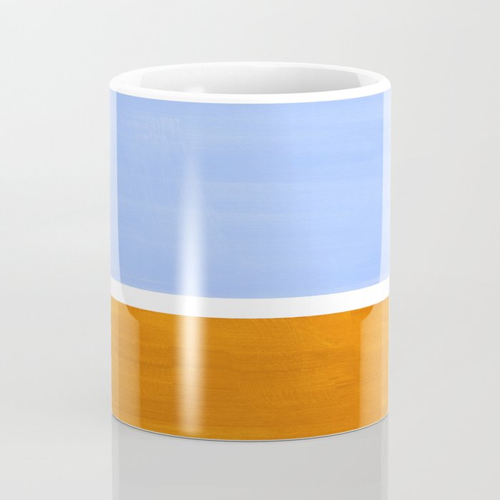Pastel Royal Blue Yellow ochre Mid Century Modern Abstract Minimalist Rothko Color Field Squares Coffee Mug Gallery Image 4