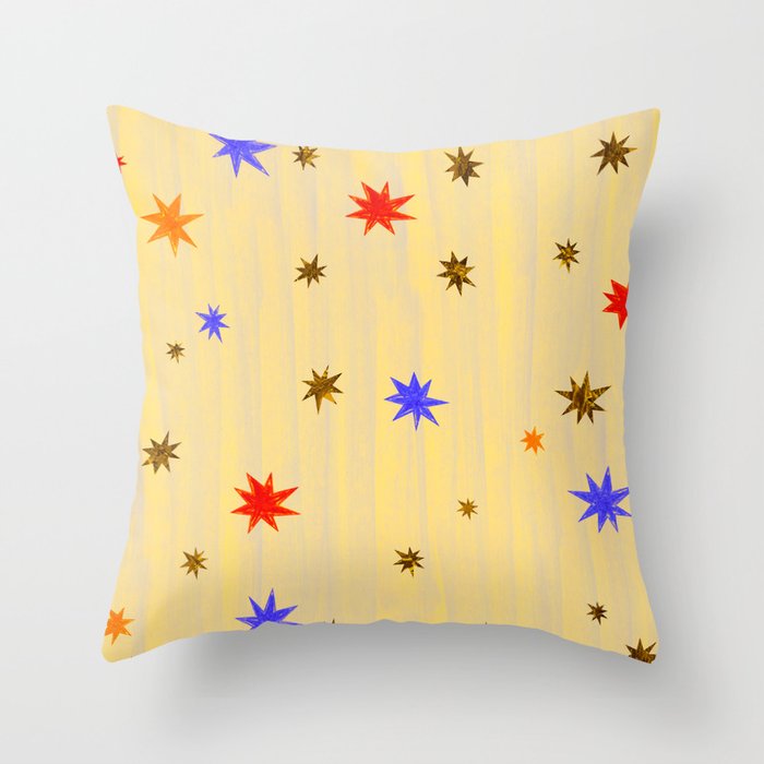Celestial Star Twinkle in Golden Amber Watercolor Throw Pillow Gallery Image 1
