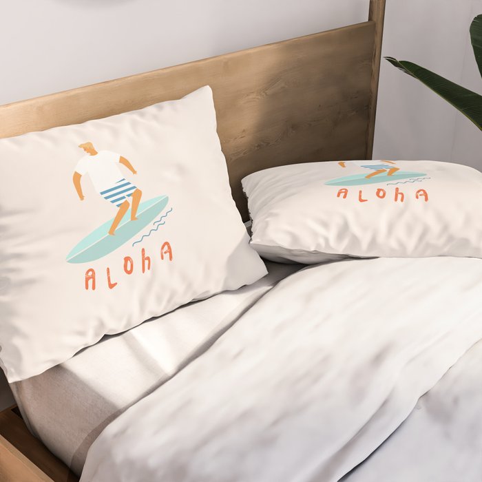 Surfer aloha poster Pillow Sham Gallery Image 2