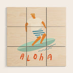 Surfer aloha poster Wood Wall Art Gallery Image 1