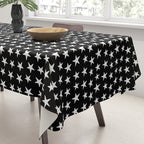 Star Pattern White On Black Tablecloth Gallery Image 3