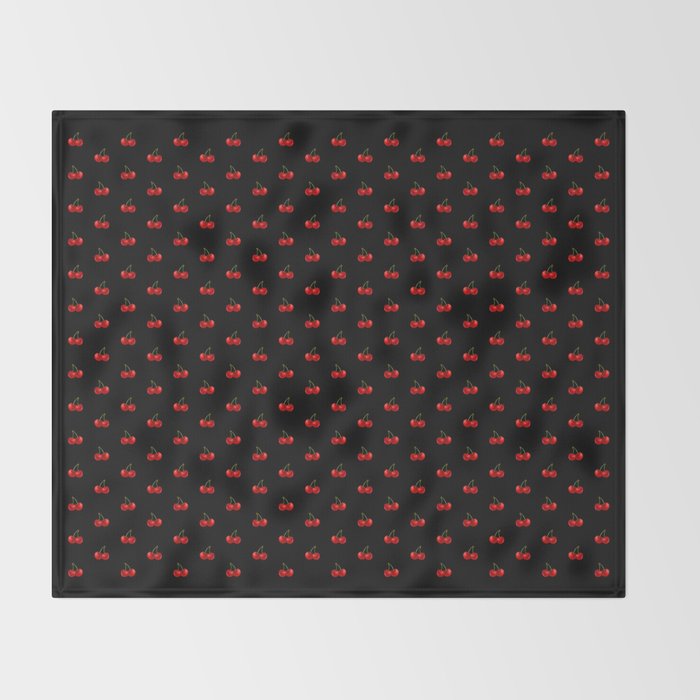Y2K Cherries - Black Pattern Miniature Throw Blanket Gallery Image 2