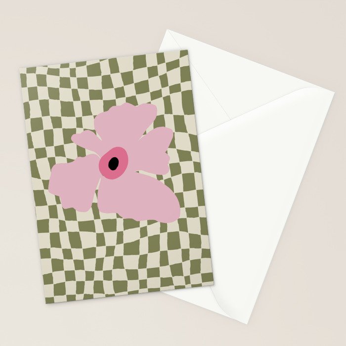 Minimal checkered flower  Stationery Card Gallery Image 2