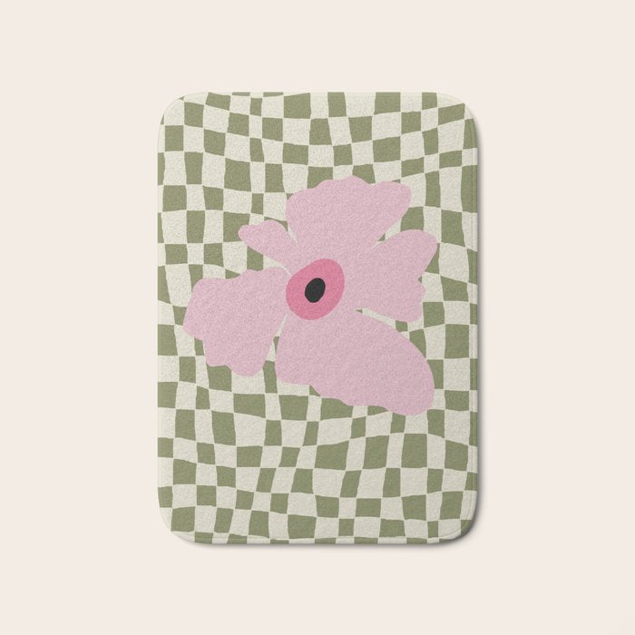 Minimal checkered flower  Bath Mat Gallery Image 1