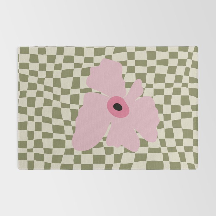 Minimal checkered flower  Rug Gallery Image 2
