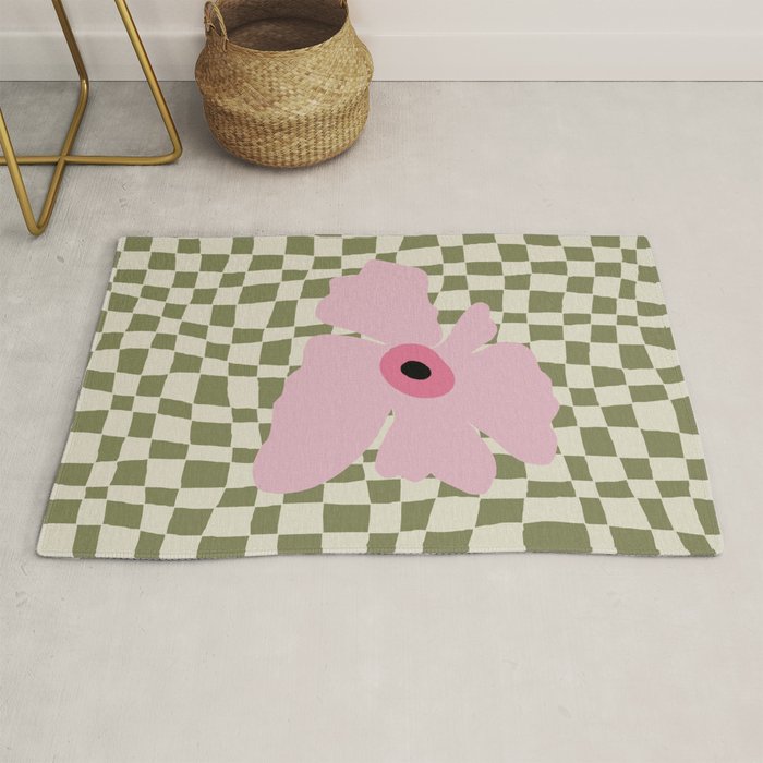 Minimal checkered flower  Rug Gallery Image 1