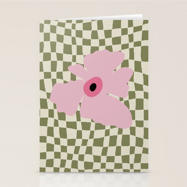 Minimal checkered flower  Stationery Card Gallery Image 1