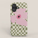 Minimal checkered flower  iPhone Case Gallery Image 1
