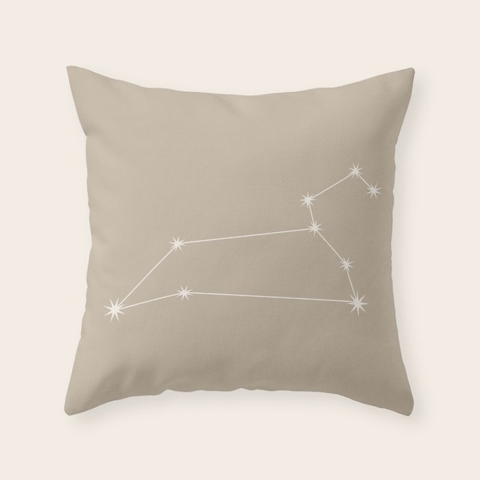 Leo Zodiac Star Constellation Line Art Beige Throw Pillow Gallery Image 1