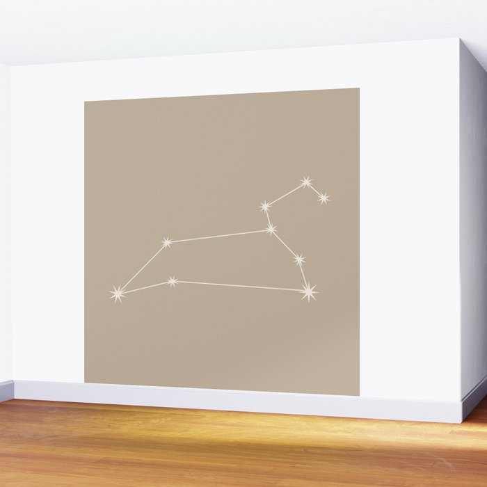 Leo Zodiac Star Constellation Line Art Beige Wall Mural Gallery Image 2