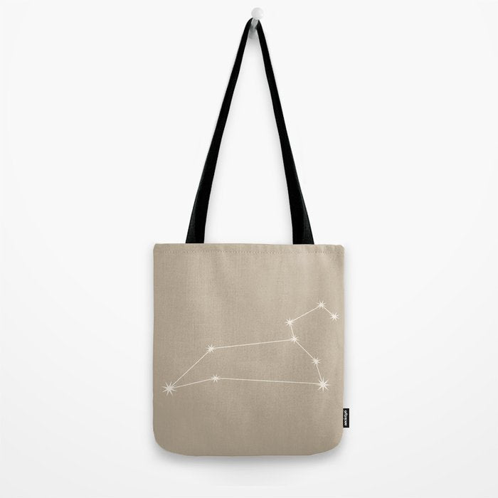 Leo Zodiac Star Constellation Line Art Beige Tote Bag Gallery Image 2