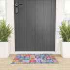 Checkered Flower Pattern  Welcome Mat Gallery Image 3