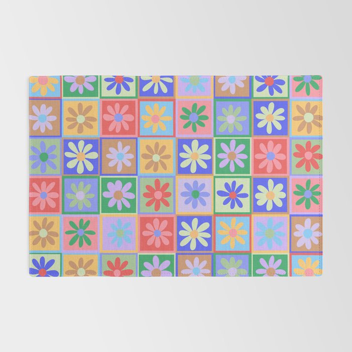 Checkered Flower Pattern  Rug Gallery Image 2