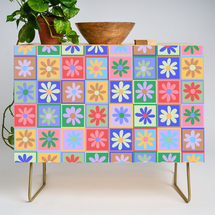 Checkered Flower Pattern  Credenza Gallery Image 1