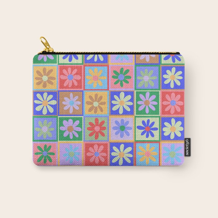 Checkered Flower Pattern  Carry All Pouch Gallery Image 1