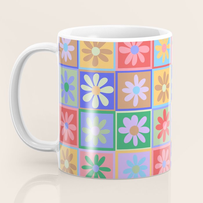 Checkered Flower Pattern  Coffee Mug Gallery Image 3