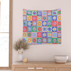 Checkered Flower Pattern  Wall Tapestry Gallery Image 2