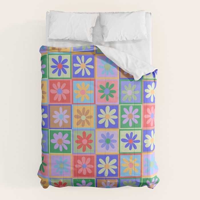 Checkered Flower Pattern  Comforter Gallery Image 1