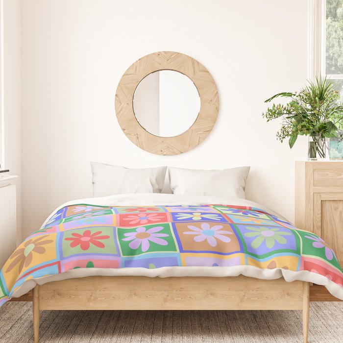 Checkered Flower Pattern  Duvet Cover Gallery Image 3