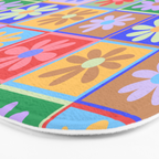 Checkered Flower Pattern  Bath Mat Gallery Image 3