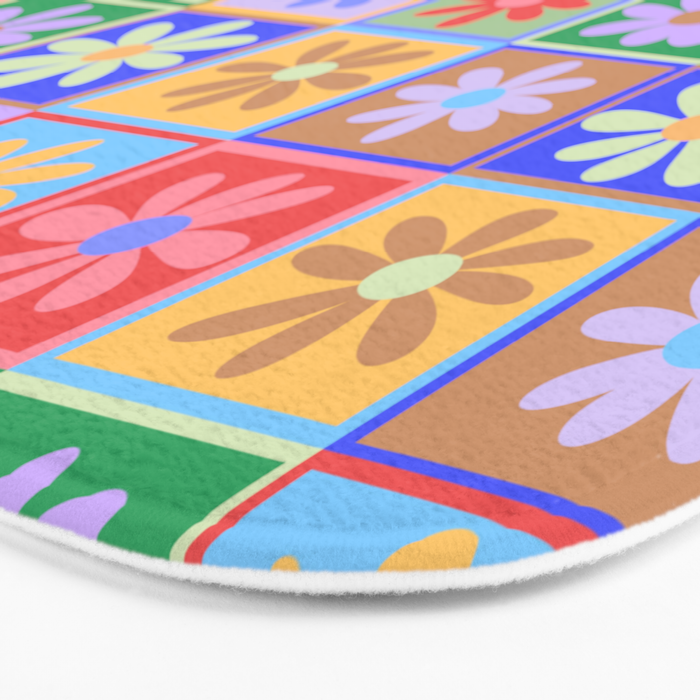Checkered Flower Pattern  Bath Mat Gallery Image 3