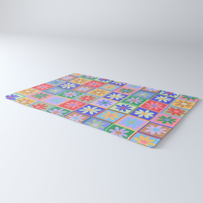 Checkered Flower Pattern  Rug Gallery Image 3