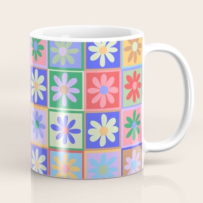 Checkered Flower Pattern  Coffee Mug Gallery Image 1