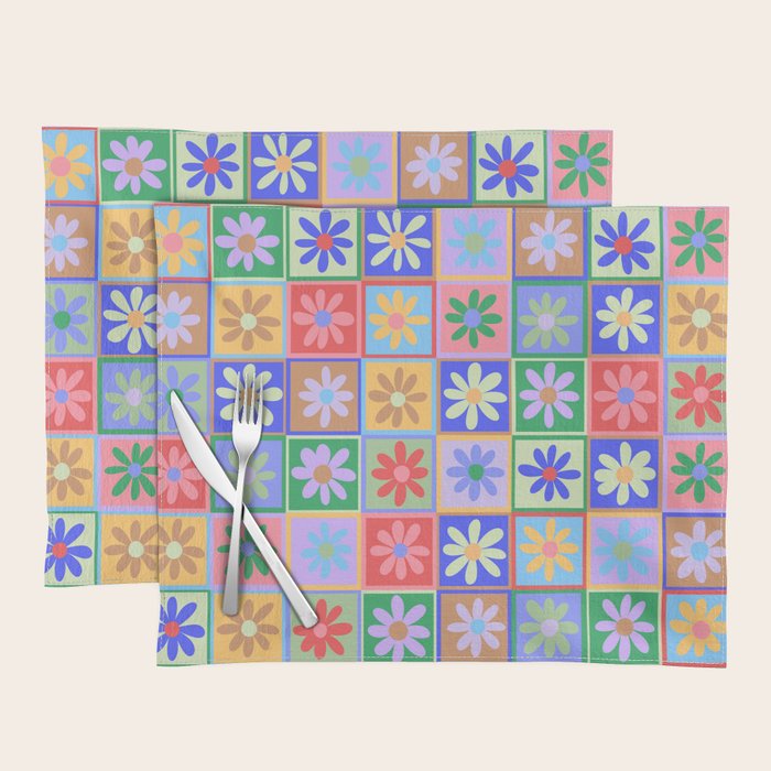 Checkered Flower Pattern  Placemat Gallery Image 1