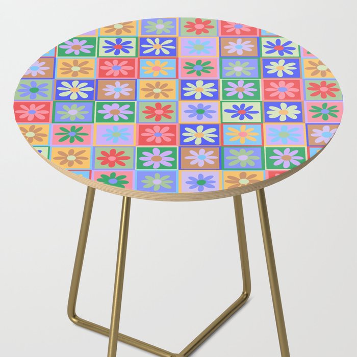 Checkered Flower Pattern  Side Table Gallery Image 2