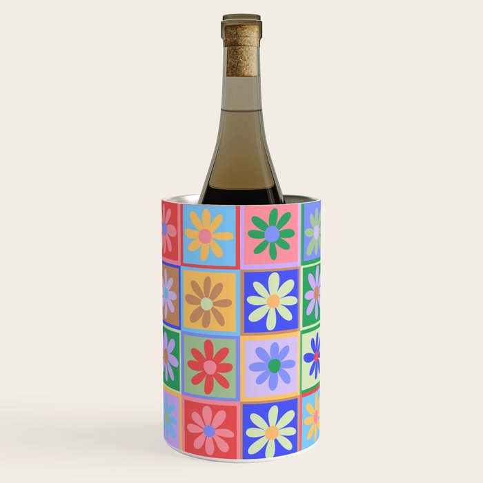 Checkered Flower Pattern  Wine Chiller Gallery Image 1
