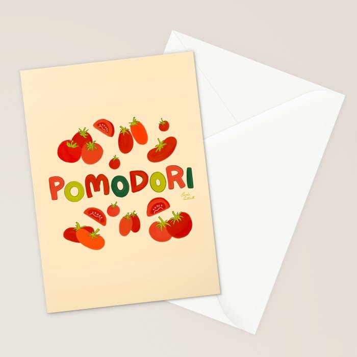 Hand Drawn Italian Roman Pomodori Tomato Classic Mediterranean Art Stationery Card Gallery Image 2