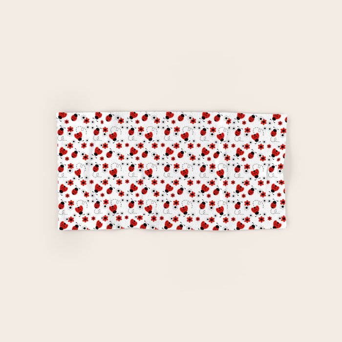 Red Ladybug Floral Pattern Bath Towel Gallery Image 1