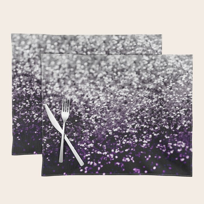 Dark Night Purple Black Silver Glitter #1 (Faux Glitter) #shiny #decor #art #society6 Placemat Gallery Image 1