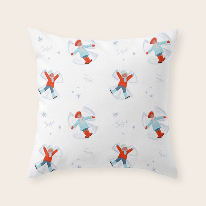 Snow Angels Throw Pillow Gallery Image 1