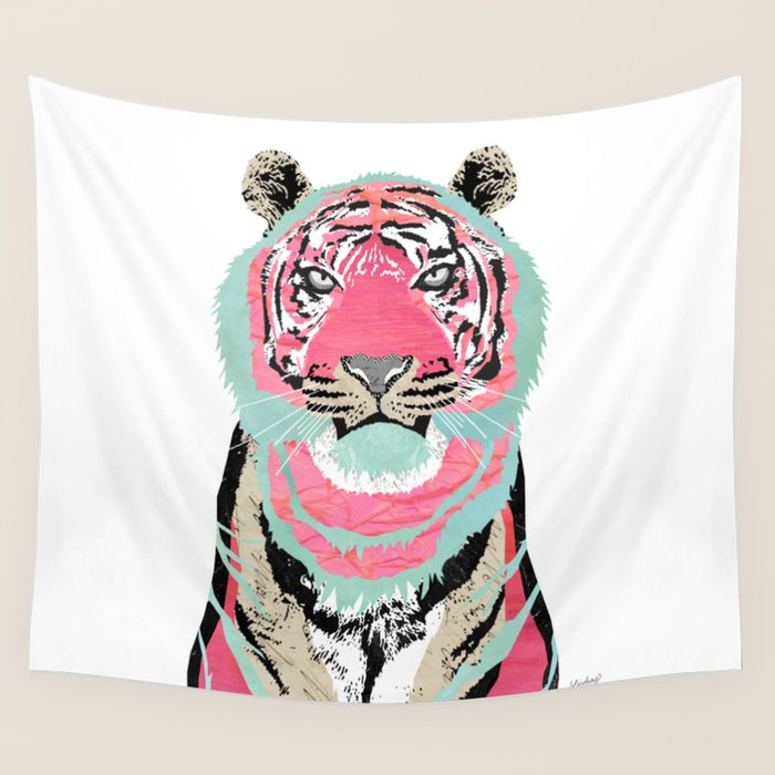 Pink Tiger Wall Tapestry Gallery Image 4
