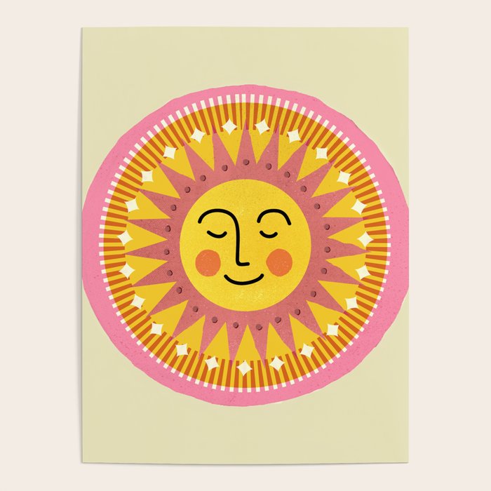 Smiling Sleeping Sun Face Poster Gallery Image 4