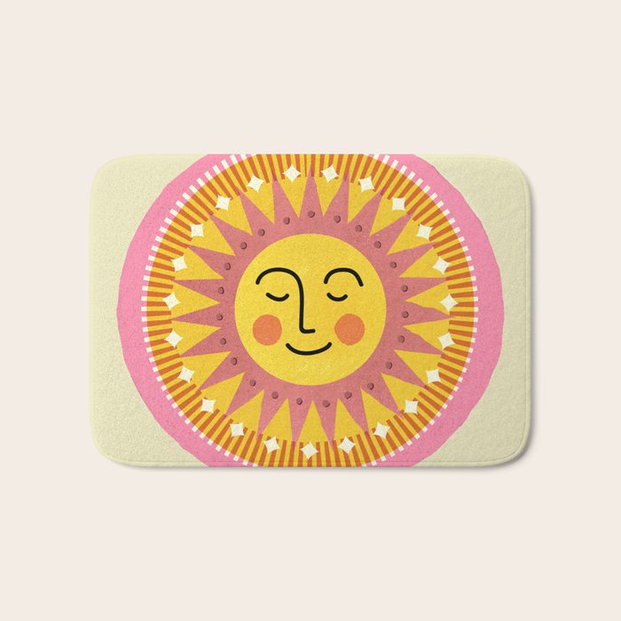 Smiling Sleeping Sun Face Bath Mat Gallery Image 1