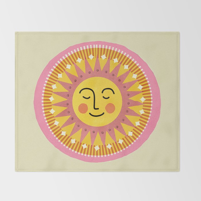 Smiling Sleeping Sun Face Throw Blanket Gallery Image 2